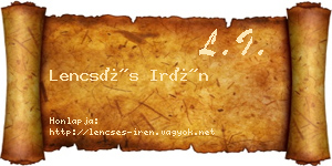 Lencsés Irén névjegykártya